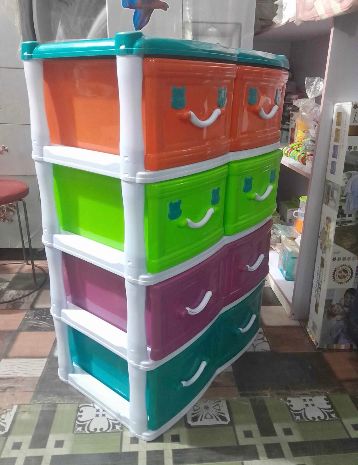 Premium Baby Plastic Wardrobe - Durable 4-Tier Kids' Storage Organizer