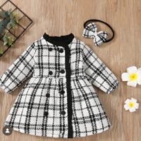 Baby Girl Beautiful Dress with Stylish Hair Band – Black & White | Age 1–2 Years