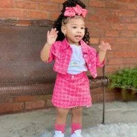 Pink Denim Two-Piece Set for Girls – Jacket Top & Skirt | Age 5 Years Only