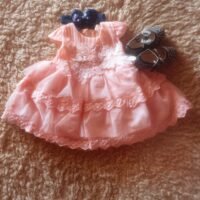 Little Girls Pink Gown & Black Shoes Set – Ages 1–3 | Stylish Kids Outfit on OVMPS