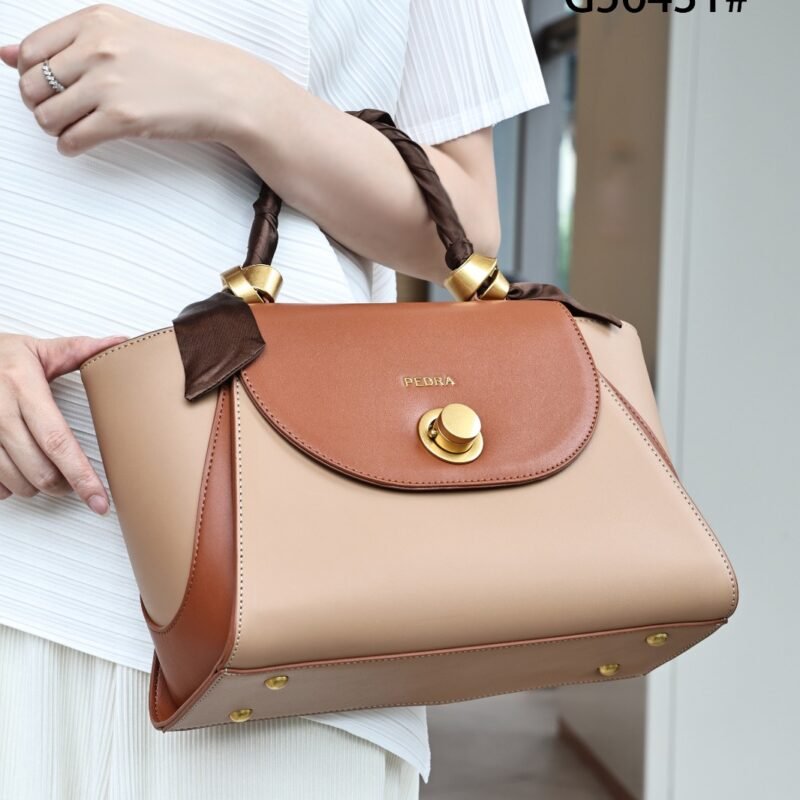 Premium Pedra Ladies Handbag – Coffee Brown & Cream | High Quality Affordable Fashion Bag