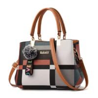 Women’s Plaid Shoulder Bag – Medium-Size Designer Handbag. Premium Gift for Your Lady