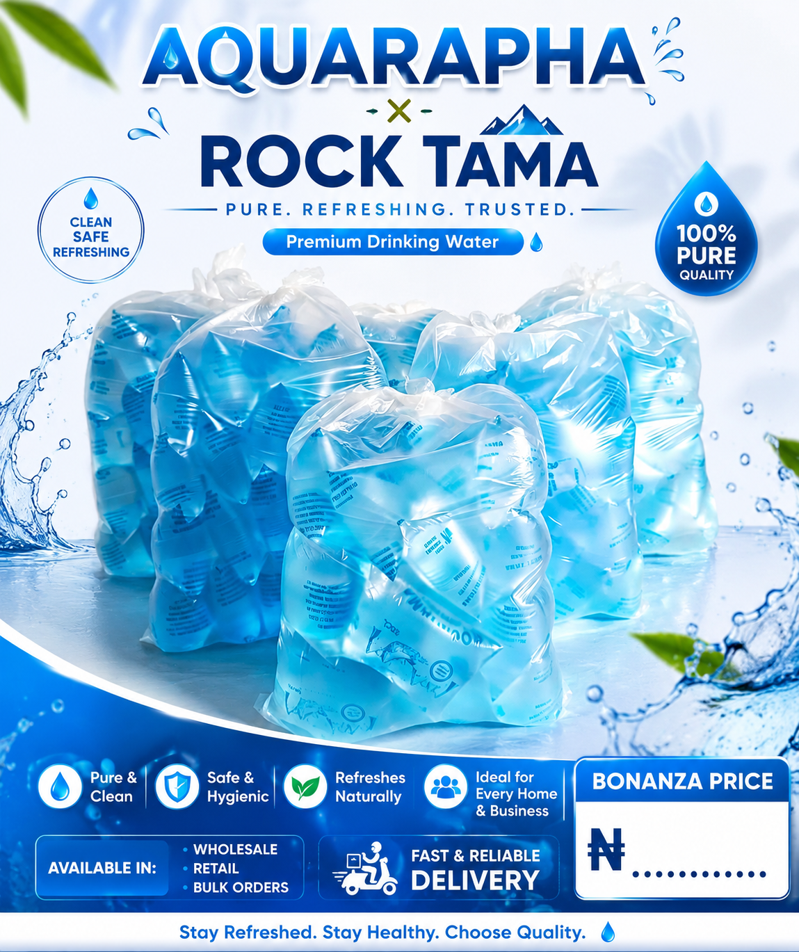 Sachet Water Home Pack – Rock Tama & Aquarapha (Awka Delivery)