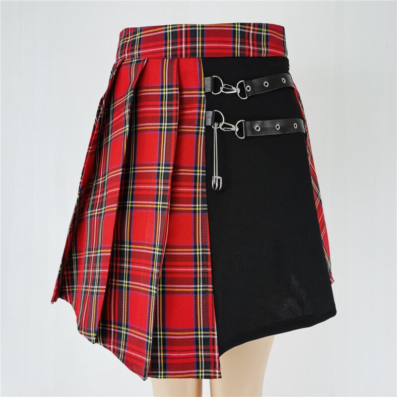 Plaid Pleated Skirt for Women – Gothic Sweet, High-Waist, Summer Casual Mini Skirt