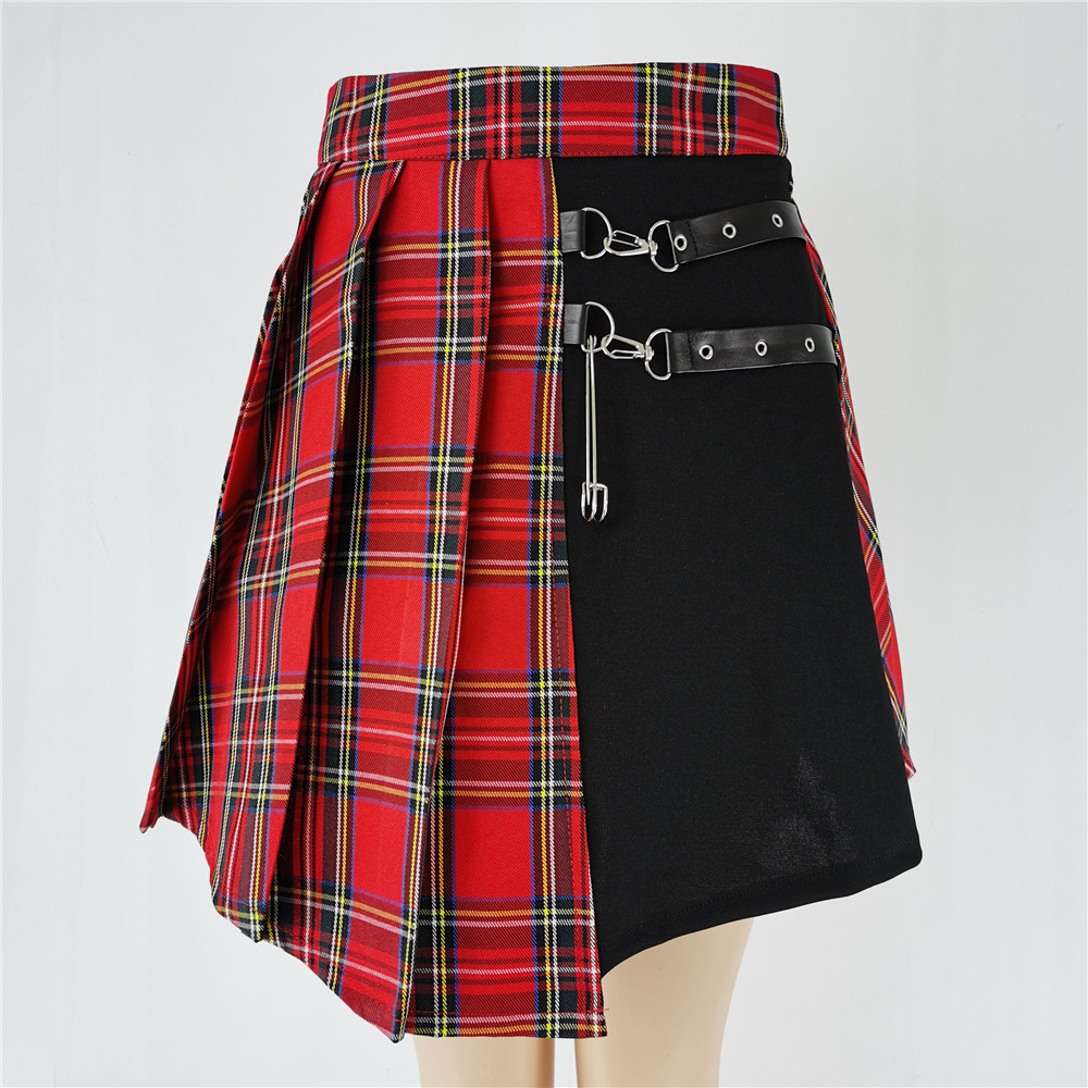 Plaid Pleated Skirt for Women – Gothic Sweet, High-Waist, Summer Casual Mini Skirt