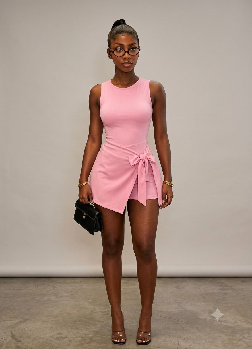 Ladies One-Piece Front-Tie Romper – Sleeveless Wrap-Front Short Playsuit - Image 3