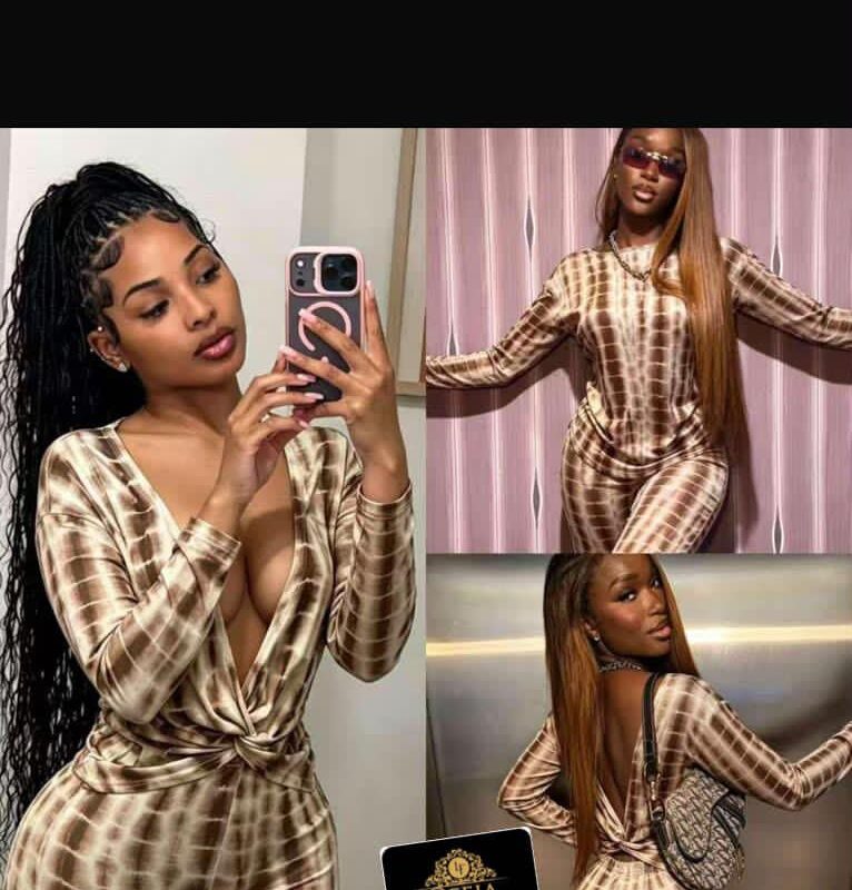 Two-Piece Tie-Dye Long Sleeve Top and Pant Set with Deep-V Neckline