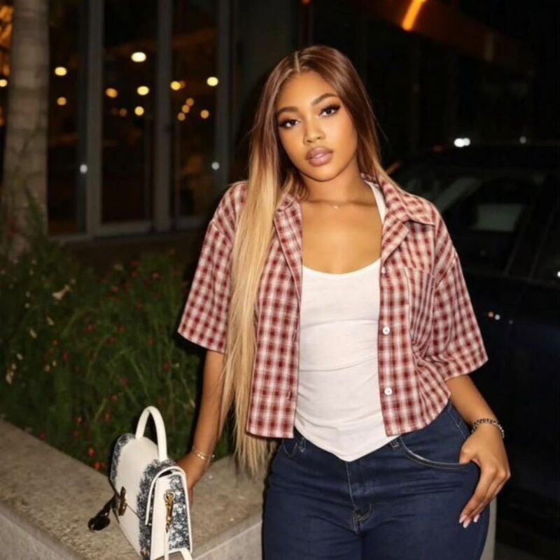 Open-Front Checkered Casual Shirt for Women